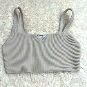 BABATON KNIT CROP TANK WOMEN S BEIGE MINIMALIST CLEAN GIRL SCANDI